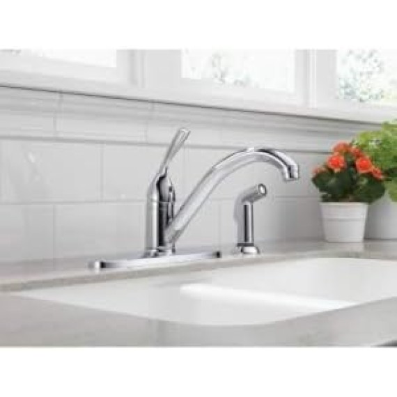 Faucet Classic Single-Handle Kitchen Sink Faucet with Side Sprayer in Matching Finish, Chrome 400-DST