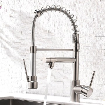 Contemporary Kitchen Sink Faucet,Single Handle Stainless Steel Kitchen Faucets with Pull Down Sprayer,Brushed Nickel