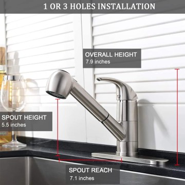 Stainless Steel Kitchen Faucet Brushed Nickel,Small Single Handle Pull Out Kitchen Sink Faucet with Sprayer,Single Hole Low Kitchen Faucets Grifo De Cocina