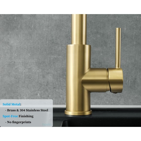 Gold Kitchen Faucet with Pull Down Sprayer, High Arc Stainless Steel Material, with cUPC Ceramic Cartridge,with 10" Deck Plate,Fit for 1 or 3 Holes Kitchen Sink or Laundry Sink,Brushed Gold