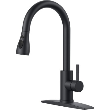 Black Kitchen Faucets, Kitchen Faucet with Pull Down Sprayer, High Arc Single Handle Stainless Steel Sink Faucets 1 or 3 Hole, Kitchen Sink Faucets for Farmhouse Camper Laundry Rv Bar