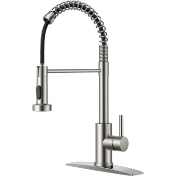 Kitchen Faucets, Brushed Nickel Kitchen Sink Faucet with Pull Down Sprayer, Commercial Kitchen Faucet Stainless Steel, Classic Single Handle Pull Out Sink Faucets for RV Laundry Utility Room