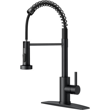 Black Kitchen Faucet, Kitchen Sink Faucet with Pull Down Sprayer, Commercial Kitchen Faucets Stainless Steel, Classic Single Handle Pull Out Sink Faucets for Farmhouse RV Laundry Utility Room