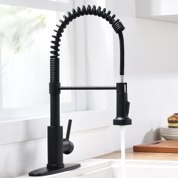 Black Kitchen Faucet Kitchen Sink Faucet with Sprayer - Kitchen Faucet with Pull Down Sprayer