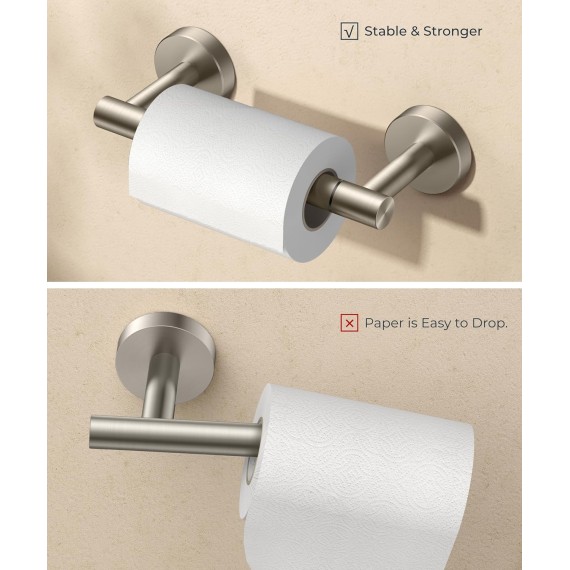 Brushed Nickel Toilet Paper Holder Wall Mount, Bathroom Toilet Paper Holder Brushed Nickel SUS 304 Stainless Steel, Double Post Pivoting Toilet Paper Roll Holder for Bathroom RV