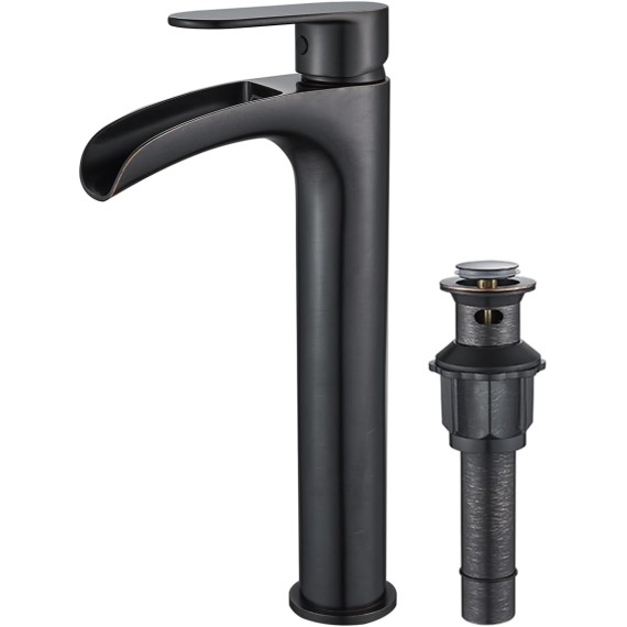 Bathroom Vessel Sink Faucet Oil Rubbed Bronze, Antique Brass Bathroom Faucet Waterfall with cUPC Supply Line, Oil Rubbed Bronze Bathroom Faucet one Hole, Tall Faucet for Bathroom Sink 1 Hole