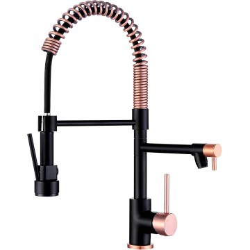 Classical Kitchen Faucet,BrasKitchen Sink Faucets in Copper Finish,Copper and Black Kitchen Faucet with Pull Down Sprayer,Rose Gold Kitchen Faucet with Brass Sprayer,Matte Black/CopperFinish