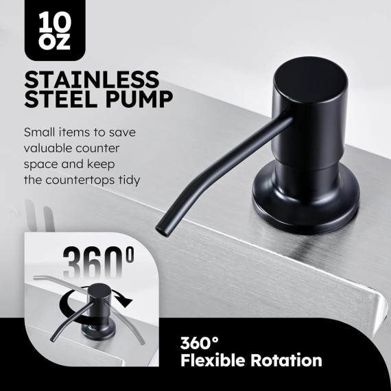 Kitchen Faucet with Soap Dispenser, Stainless Steel Kitchen Sink Faucet with Pull Down Sprayer 3 Mode Single Handle Gooseneck Pull Out Kitchen Faucet for 2/4 Hole, Matte Black