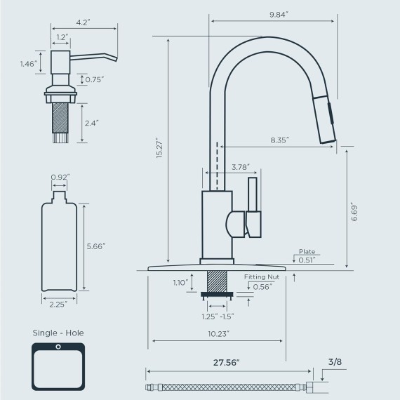 Kitchen Faucet with Soap Dispenser, Kitchen Faucet with Pull Down Sprayer Brushed Nickel, Stainless Steel Modern Kitchen Sink Faucets High Arc with Sing Handle and Deck for 1 or 3 Hole Install