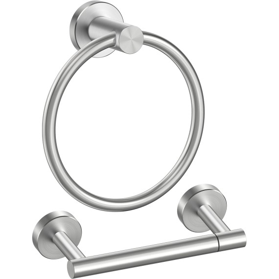 Brushed Nickel Toilet Paper Holder Wall Mount, Sus304 Stainless Steel Hand Towel Ring, Silver Bathroom Hardware Set with Pivoting Toilet Paper Roll Holder, Brushed Nickel Bathroom Accessories