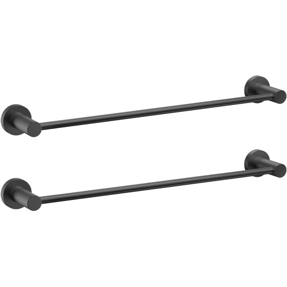 2 Pack 18 Inch Towel Bar Matte Black, 304 Stainless Steel Towel Rack Wall Mounted, Rustproof Bathroom Towel Holder Suitable for Bath, Kitchen, Total Length Total Length 19.09"