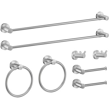 8 Pieces Bathroom Hardware Set, Brushed Nickel Bathroom Accessories Set, SUS304 Thicken Stainless Steel 24 Inch Towel Bar Set, Modern Towel Holder Set, Towel Racks for Bathroom Wall Mounted