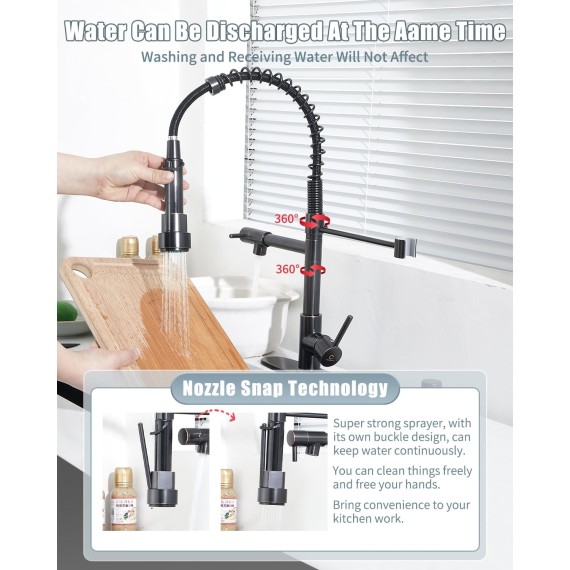 Kitchen Faucet,Oil Rubbed Bronze Kitchen Faucet with Soap Dispenser,Black Kitchen Faucets with Pull Down Sprayer,Kitchen Sink Faucet with Dual Function Spray Head for 1-4 Holes Kitchen Sink