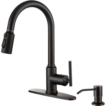 Kitchen Faucets with Pull Down Sprayer, Oil Rubbed Bronze Kitchen Faucet, 304 Stainless Steel High Arc Single Handle Pull Down Kitchen Faucet for Kitchen Sink Faucet with Soap Dispenser