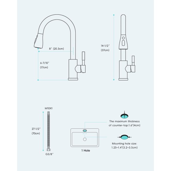 Brushed Nickel Kitchen Faucet, Modern 3 Modes Kitchen Faucets with Pull Down Sprayer, Stainless Steel High Arch Single Handle Kitchen Sink Faucets with Sprayer for Farmhouse Laundry