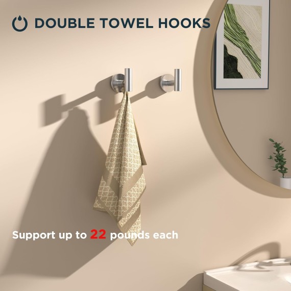 4 Piece Toilet Paper Holder Set Brushed Nickel, SUS304 Stainless Steel Bathroom Towel Holder, Wall Mounted Bathroom Hardware Set with Hand Towel Ring and TP Holder and Towel Hooks