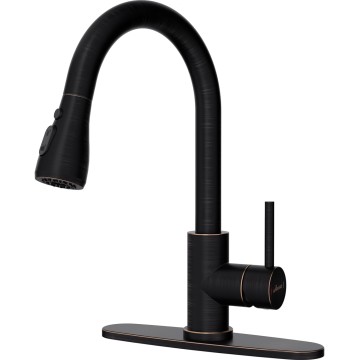 Oil Rubbed Bronze Kitchen Faucet, Stainless Steel Kitchen Faucet with Pull Down Sprayer 3 Modes, High Arc Kitchen Sink Faucet, Single Handle Faucet for Kitchen Sink with Deck Plate,1 or 3 Hole