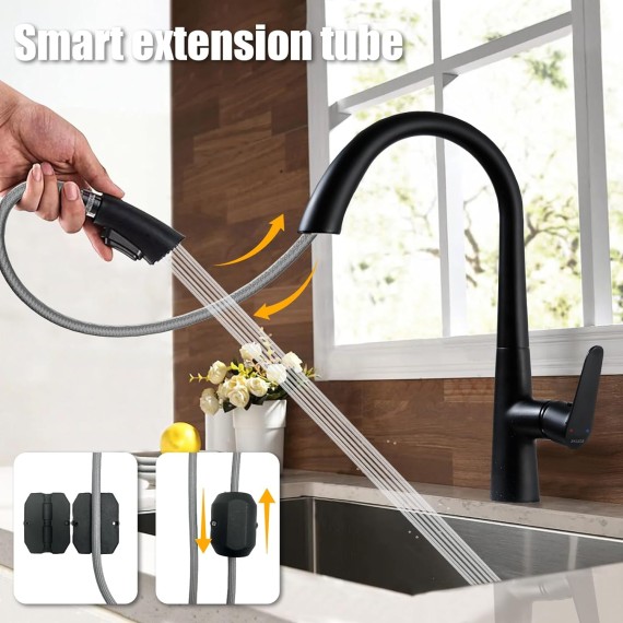 Kitchen Faucet,kitchen faucet with pull down sprayer,High Arc Single Handle Stainless Steel kitchen Sink Faucets,black kitchen faucet